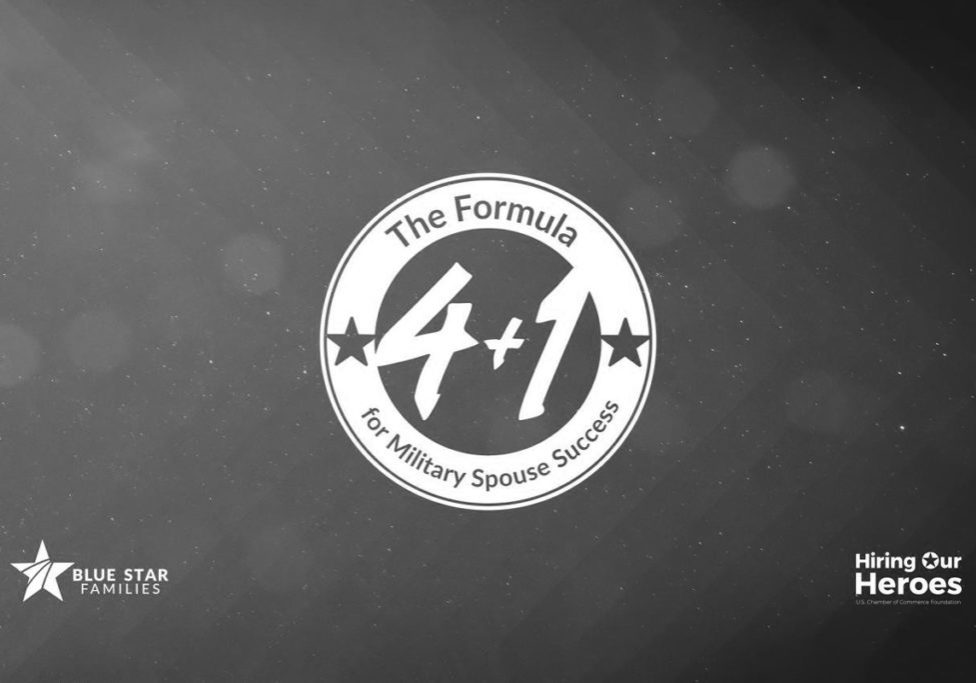 the 4+1 commitment badge logo: 4+1 the formula for military spouse success